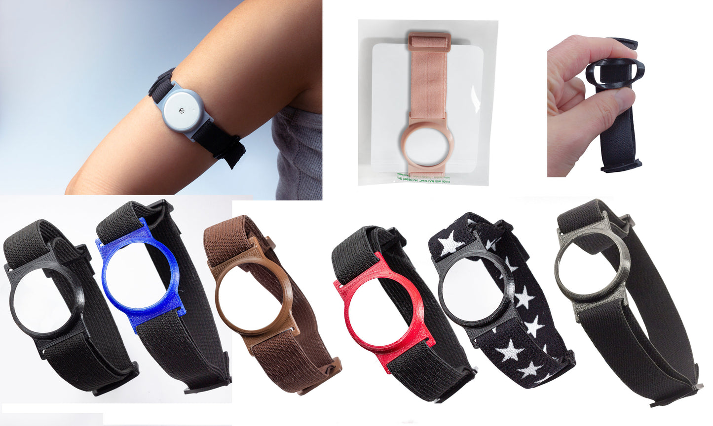 Freestyle Libre Sensor Armband for Protecting your Freestyle Libre Sensor Black Holder with Black or White Band