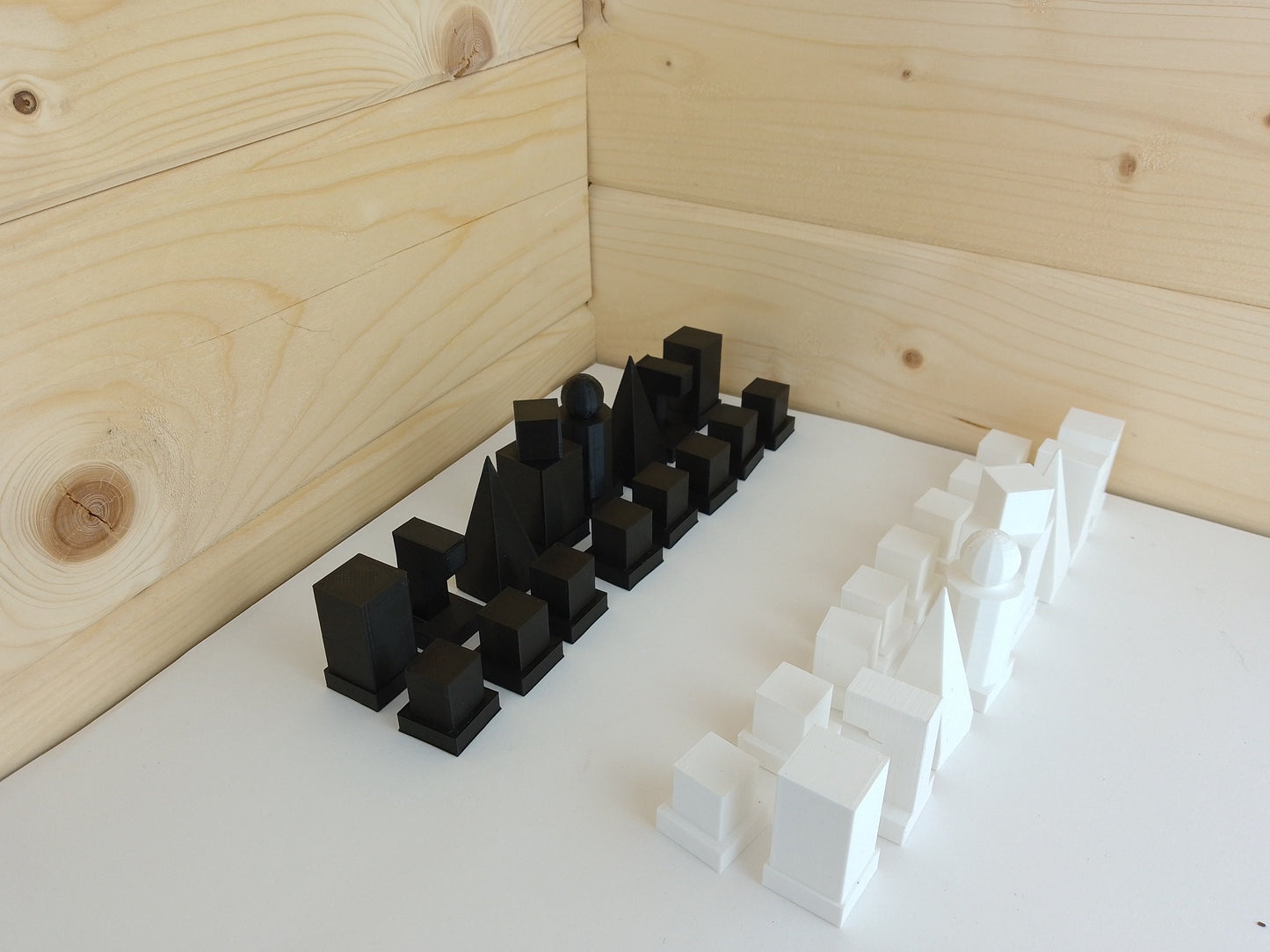 Chess Set Bauhaus Model 1 1922 Minimalist Chess Set with Board